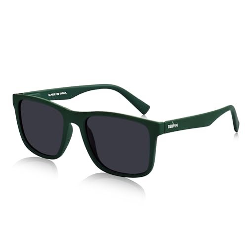 Dervin UV Protected Polarized Square Sunglasses for Men and Women (Bottle Green-Black) - Image 1