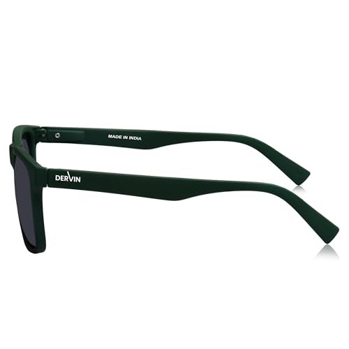 Dervin UV Protected Polarized Square Sunglasses for Men and Women (Bottle Green-Black) - Image 3