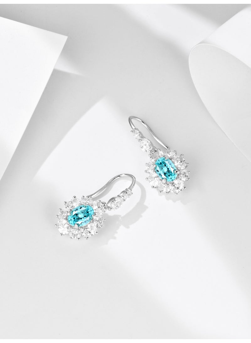 Field Artificially cultivated gemstone earrings - Tiffany blue 1.35ct/per - Image 4