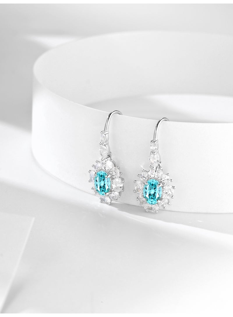 Field Artificially cultivated gemstone earrings - Tiffany blue 1.35ct/per - Image 2