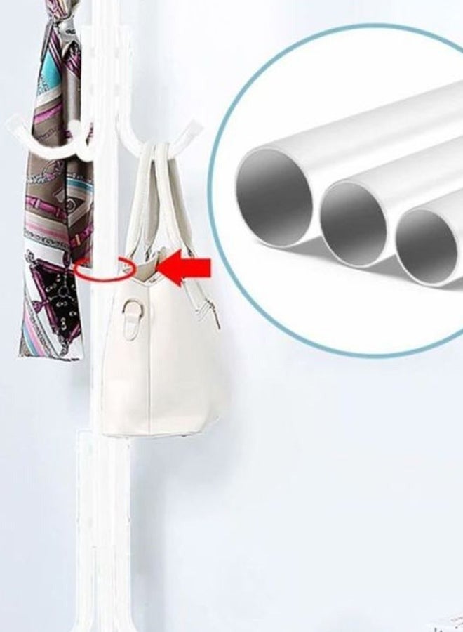 Bukela Multi-Functional Metal Clothes Rack, 12 Hooks Hall Tree Coat Hanger Holder Home Enterway Tree Clothes Storage Stand for Coat, Hat, Clothes, Scarves, Handbags, Umbrella (White) 172x43x43cm - Image 5
