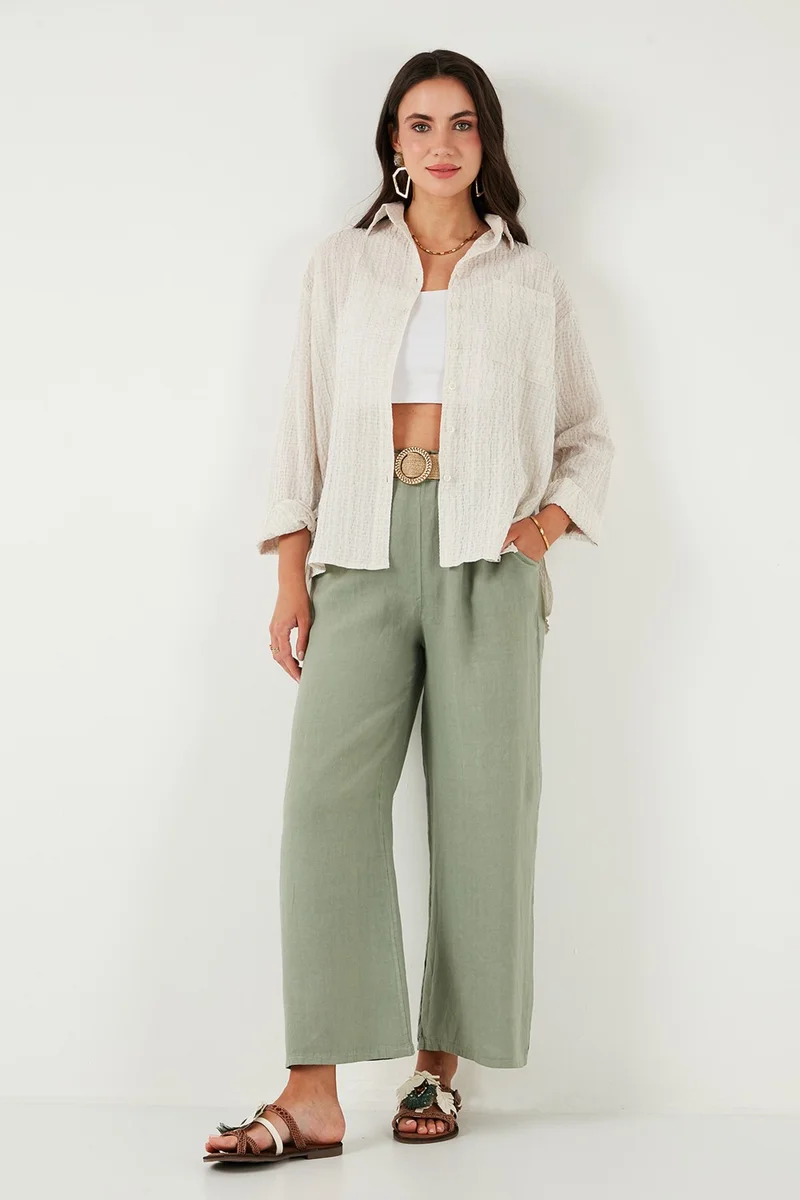 Lela Regular Fit Single Pocket Short Front Long Back Crinkle Shirt Women's SHIRT 6772752