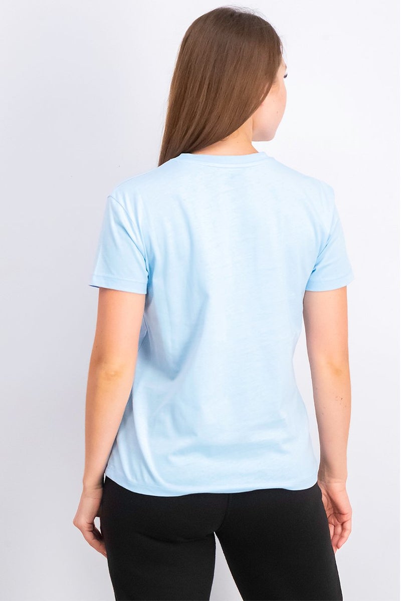 UNDIZ Women Crew Neck Short Sleeves Graphic Print T-shirts, Blue Bell - Image 3