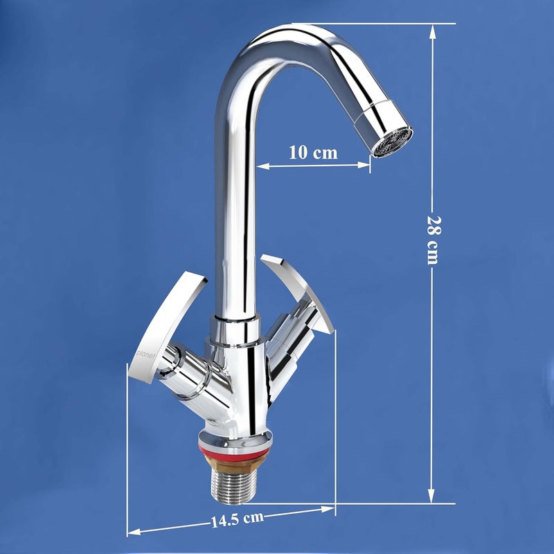 Planet Double Lever Basin MixerHot and Cold Water Mixer for BathroomTap for Wash BasinBathroom Accessories Chrome Finish Samar - Image 3