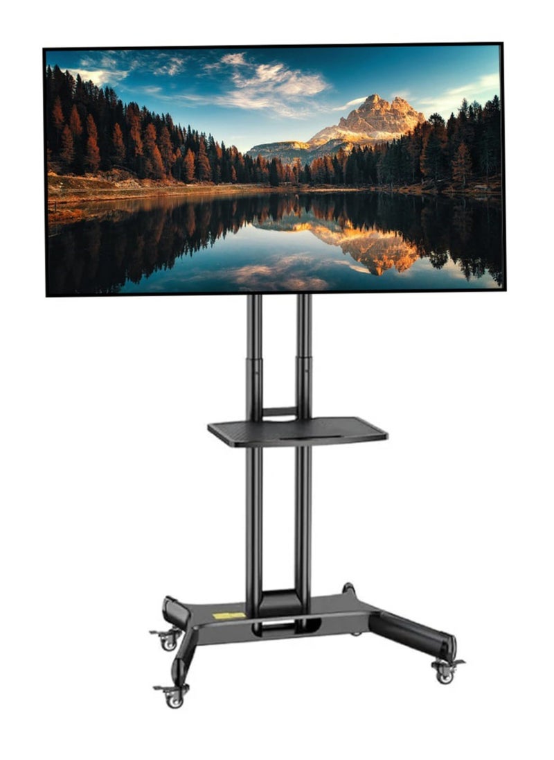 Mobile TV Stand for 32"-65" TVs up to 50 kg/110 lbs with VESA up to 600x400mm, 90° Rotation for Portrait and Landscape Modes, Includes Equipment Shelf, Lockable Wheels for Easy Mobility | TF-L65-X - pzsku/Z0B3456B85D0BD836ABE8Z/45/_/1740989808/1886541f-5801-4e3f-a1c9-c283bfc9e239