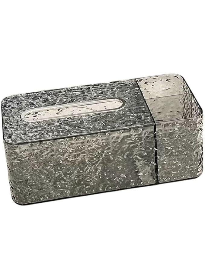 Spaceshoop Tissue Box Holder with Side Organizer Stylish Rectangular Tissue Dispenser for Creative Pattern Transparent Compact Design for Easy Use - Black  - Image 1