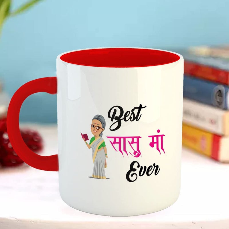 Happu Happu Printed Ceramic Coffee Mug Mothers Day Gift for Mother Best Sasu Maa Ever 325 ML11Oz 4482RD  - Image 3