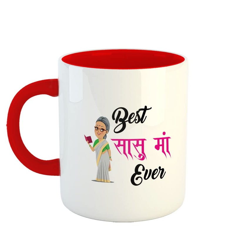 Happu Happu Printed Ceramic Coffee Mug Mothers Day Gift for Mother Best Sasu Maa Ever 325 ML11Oz 4482RD  - Image 1