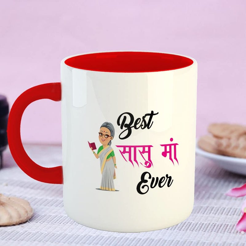 Happu Happu Printed Ceramic Coffee Mug Mothers Day Gift for Mother Best Sasu Maa Ever 325 ML11Oz 4482RD  - Image 4