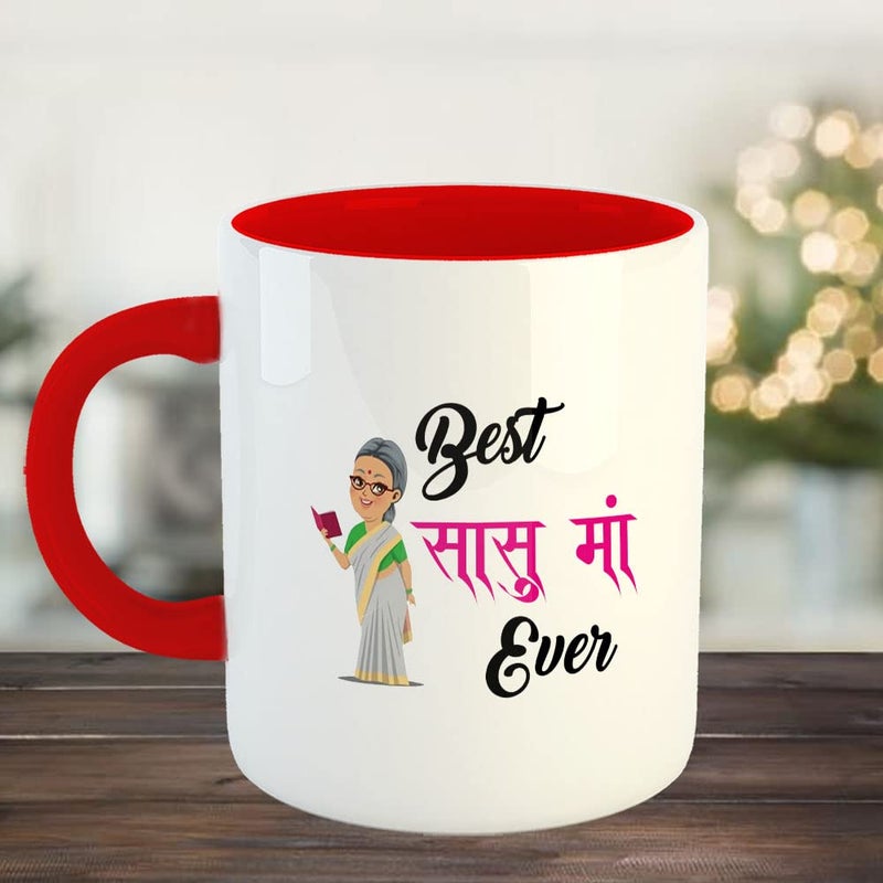 Happu Happu Printed Ceramic Coffee Mug Mothers Day Gift for Mother Best Sasu Maa Ever 325 ML11Oz 4482RD  - Image 2