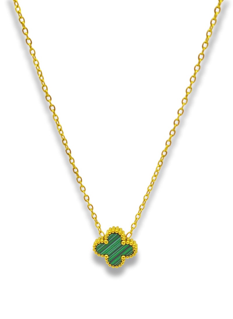 AYSLE AYSLE JN Women Stainless Steel 18K Gold-Plated Necklace with Green Clover Pendant, Elegant Jewelry Suitable for Women and Girls JN29 - Image 1