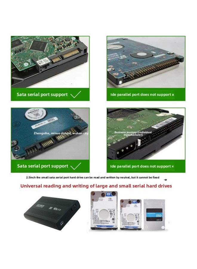 Huagu Mobile Hard Disk Box 3.5 "Solid State Drive 3.0 SATA Reading Box External Mechanical External Box-Colour:Supports Within 2t [sata-2.0] 2.5/ 3.5inch Applicable - Plastic - Image 3