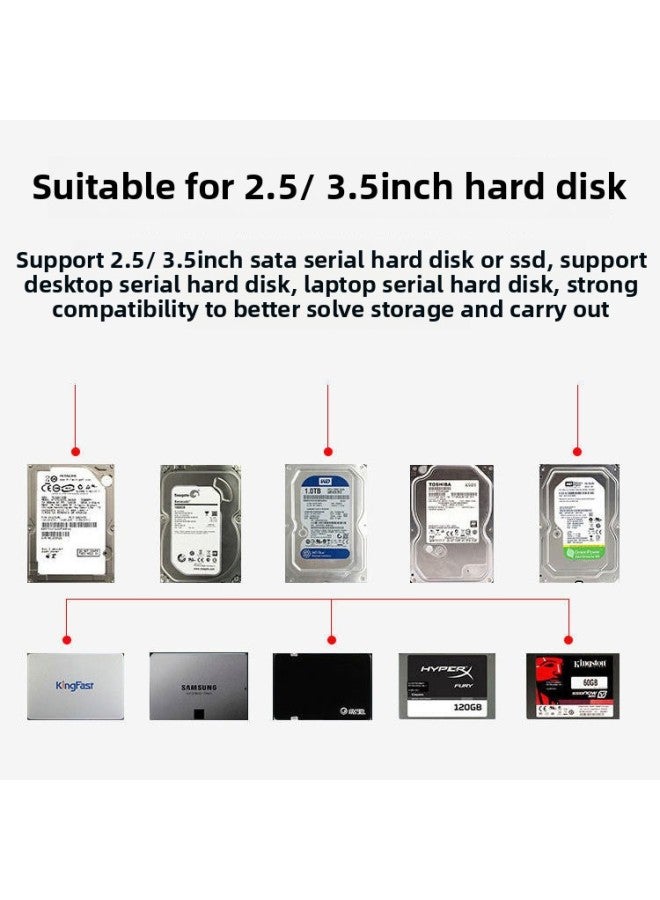 Huagu Mobile Hard Disk Box 3.5 "Solid State Drive 3.0 SATA Reading Box External Mechanical External Box-Colour:Supports Within 2t [sata-2.0] 2.5/ 3.5inch Applicable - Plastic - Image 4