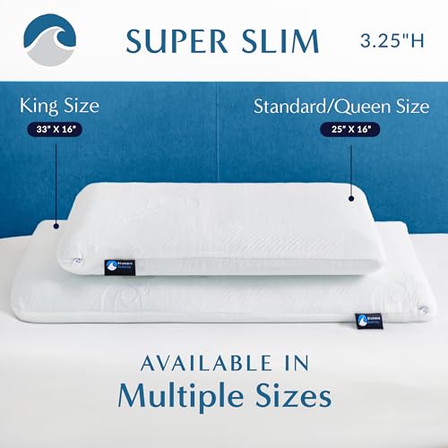 Bluewave Bedding وسادة بلوويف سوبر سليم من جيل ميموري فوم للنوم على البطن والظهر - تصميم رقيق ومسطح لمحاذاة الرقبة ونوم أعمق (ارتفاع 3.25 بوصة، حجم قياسي) - Image 5