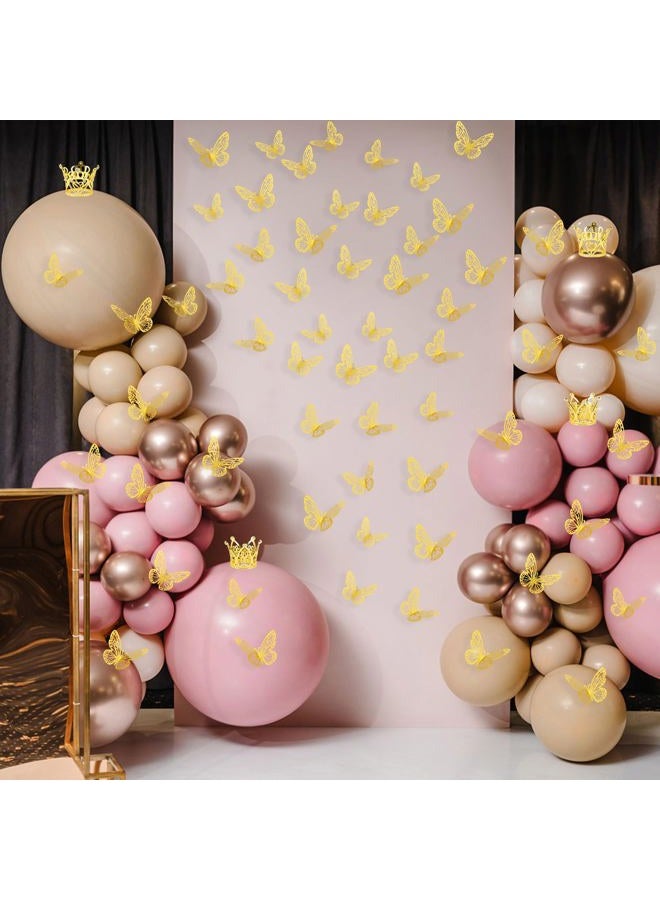 CCINEE 140 Pcs Flower Corsage Accessories Set,4 Pcs Mini Gold Crown 36 Pcs 3D Gold Butterfly Stickers and 100 Pcs Diamond Pins for Cake Topper Mother's Day Wedding Birthday Party - Image 4