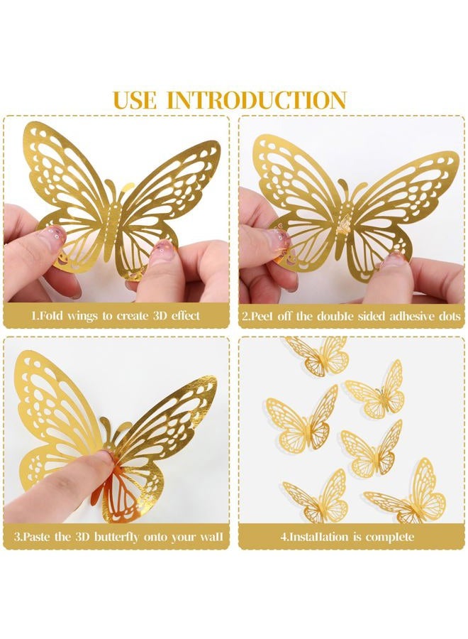 CCINEE 140 Pcs Flower Corsage Accessories Set,4 Pcs Mini Gold Crown 36 Pcs 3D Gold Butterfly Stickers and 100 Pcs Diamond Pins for Cake Topper Mother's Day Wedding Birthday Party - Image 3