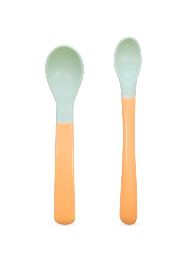 Baboo Soft-Tip Silicone Weaning Spoons (2-Pack) – BPA-Free Feeding Utensils for Babies 6–12 Months – Puree Spoons with Case, Non-Toxic, Dishwasher Safe, Silicone Spoons for babies (Peachy Keen) - Image 2