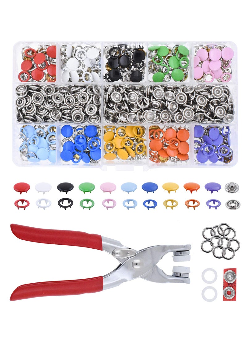 SYOSI Snaps Buttons with Fastener Pliers Press Tool Kit Snaps for Sewing Snap Fasteners Tool with Snaps Pliers Snaps for DIY CraftingSewing Clothes Romper Bib Crafting  - Image 1