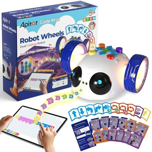Apitor Coding Robot Toys for Kids Ages 5 STEM Robot Toy Kit with Wheels and Play Cards Screen Free Remote Control Programming Interactive Toy for Boys and Girls Ages 58 - Image 1