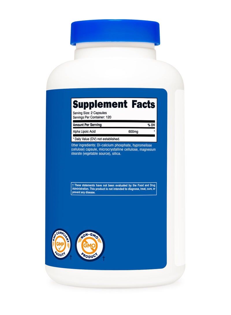 Nutricost Alpha Lipoic Acid 600mg Per Serving, 240 Capsules, 120 Servings, Dietary Supplement  - Image 3