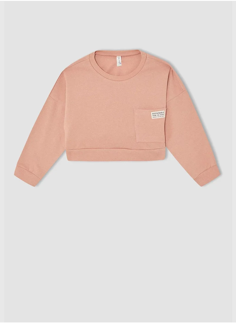DeFacto Crew Neck Crop Hoodie