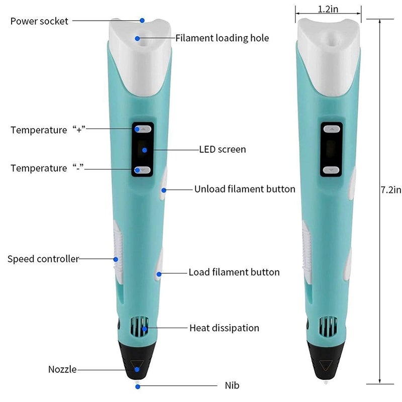 Mummy Please 【with USB】| 3D Printing Pen with LCD Display【10 Metre Each 15 Filaments Extra】【Pack of 1】 - Image 3