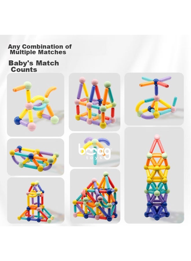 Bmag Magnetic Rods, Large Particle Magnetic Building Blocks, Educational Toys, Children's Puzzle Toys, Birthday Gift, 100 Pieces - Image 3