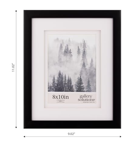 Gallery Solutions - 8"x10" Black Frame - Double White Mat - Wall/Tabletop Display - Perfect Fit for 5"x7" Photos - Versatile Mounting Options - Rectangular Tabletop - Poster Frame - Image 3