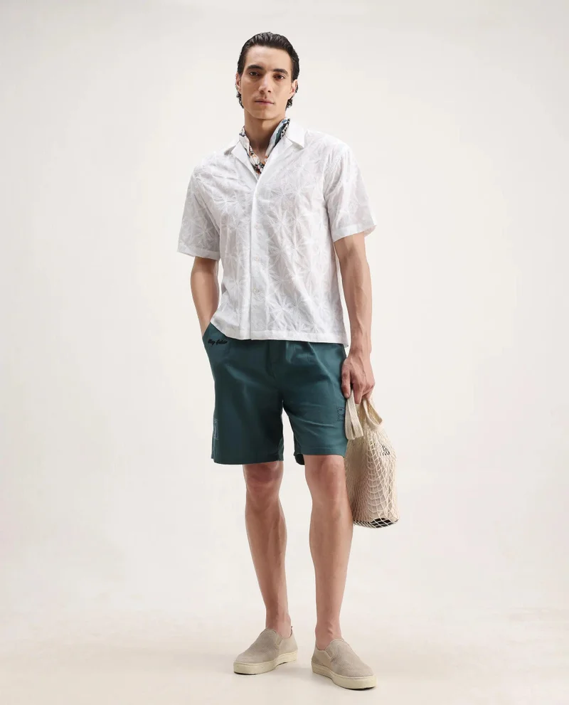 Rare Rabbit Men's Embroidered Boxy Fit Shirt