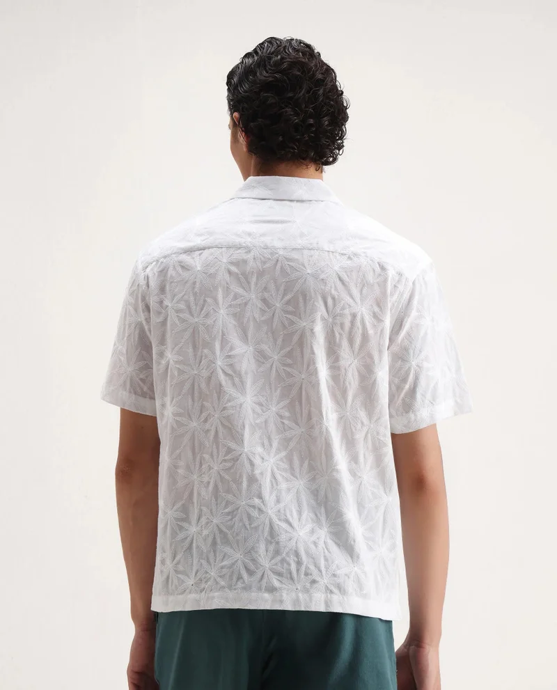 Rare Rabbit Men's Embroidered Boxy Fit Shirt