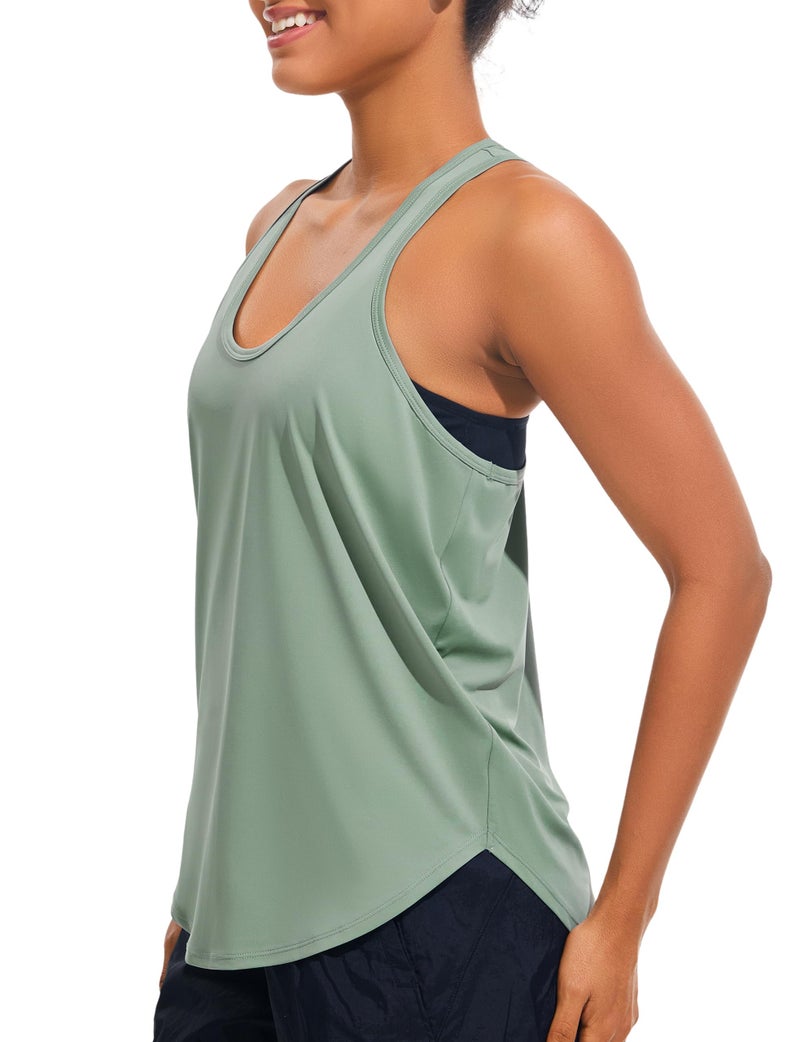 JOYSPELS Workout Tank Tops for Women, Ice Silk Quick Dry Athletic Running Shirts, Loose Fit Racerback Gym Tops - Image 2