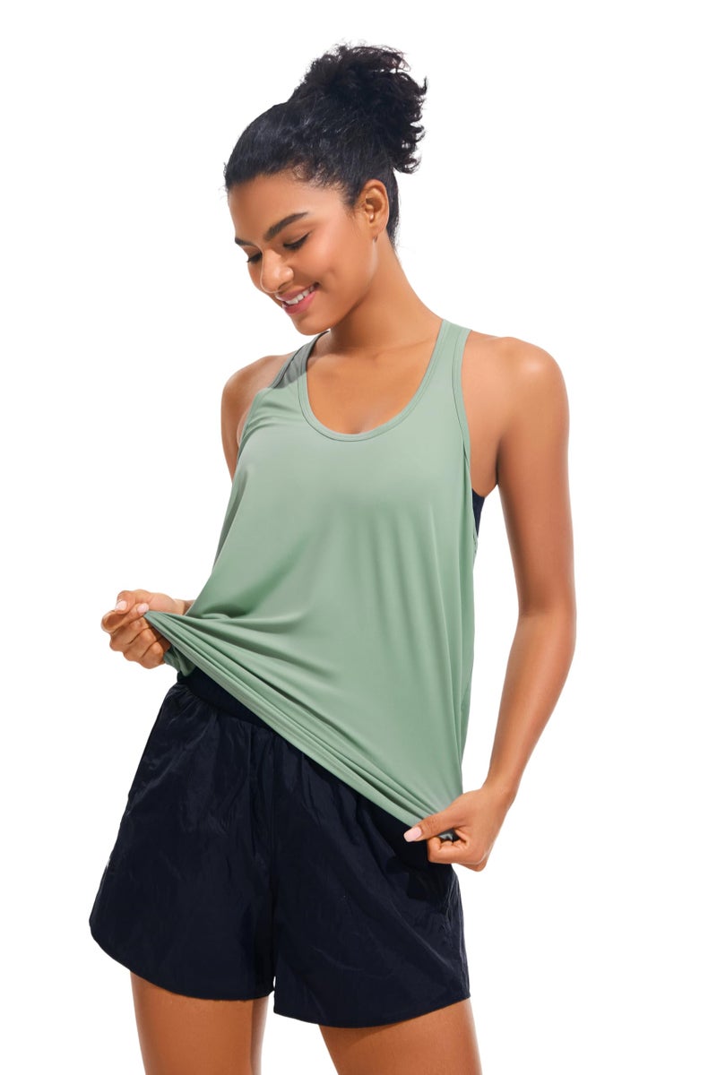 JOYSPELS Workout Tank Tops for Women, Ice Silk Quick Dry Athletic Running Shirts, Loose Fit Racerback Gym Tops - Image 4