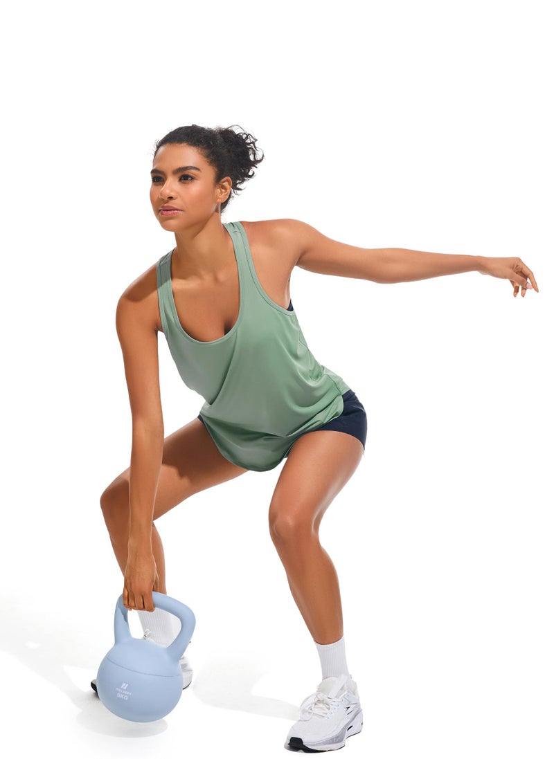 JOYSPELS Workout Tank Tops for Women, Ice Silk Quick Dry Athletic Running Shirts, Loose Fit Racerback Gym Tops - Image 5