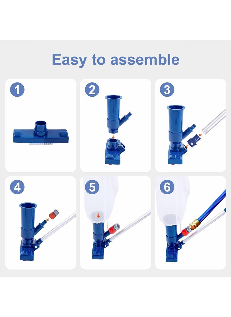 Swimming Pool Spa Jet Vacuum Cleaner with Brush & 56" Pole,for Above Ground/Inflatable Pool,Hot Tub,Pond, Spa, Lake and Fountain