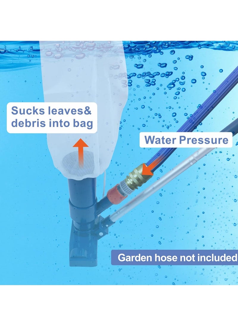 Swimming Pool Spa Jet Vacuum Cleaner with Brush & 56" Pole,for Above Ground/Inflatable Pool,Hot Tub,Pond, Spa, Lake and Fountain