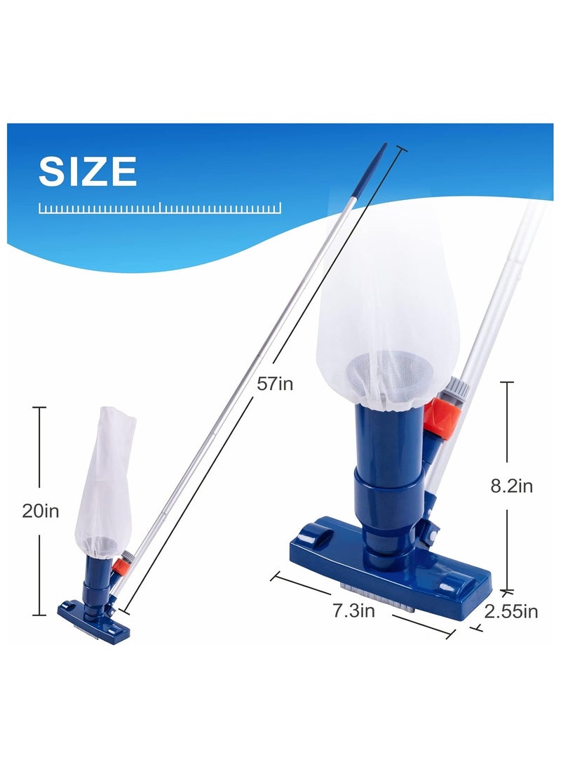 Swimming Pool Spa Jet Vacuum Cleaner with Brush & 56" Pole,for Above Ground/Inflatable Pool,Hot Tub,Pond, Spa, Lake and Fountain