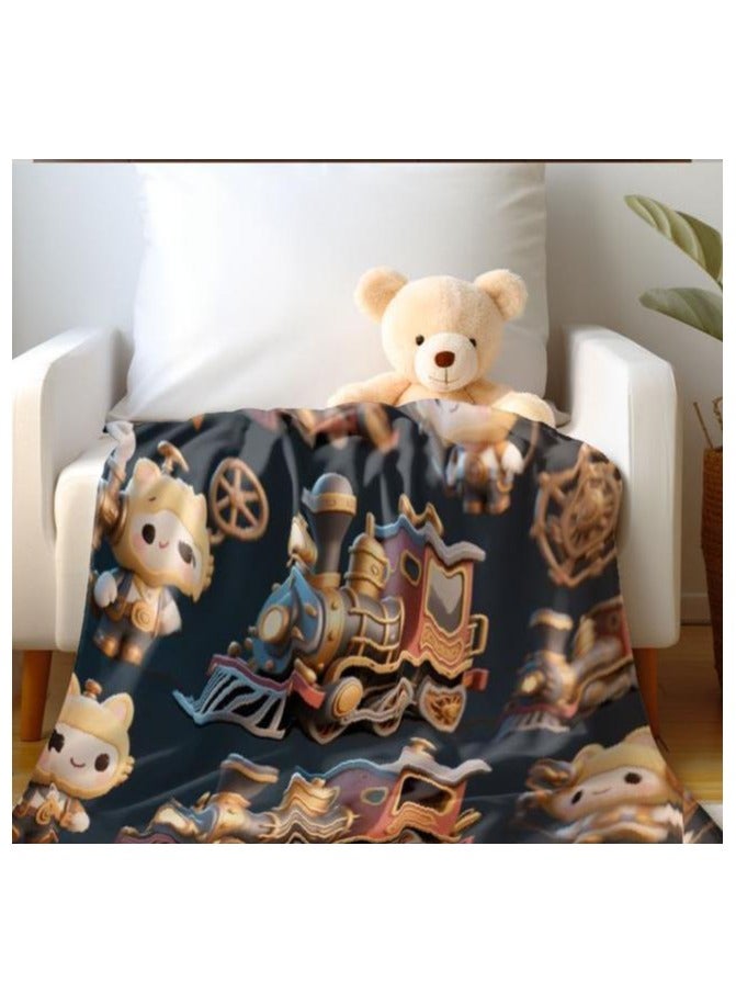 عام بطانية رقيقة من الفانيلا الكرتونية للأطفال أو الطلاب (دافئة ومريحة ومناسبة للنوم والألعاب) 100 سم * 150 سم - 183 - Image 1