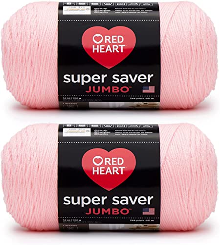 Red Heart Super Saver Jumbo Petal Pink Yarn - 2 Pack of 396g/14oz - Acrylic - 4 Medium (Worsted) - 744 Yards - Knitting/Crochet - Image 1