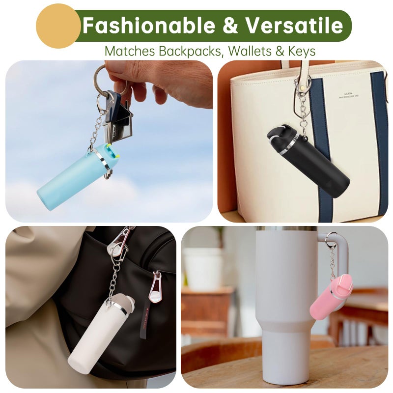 Wnzary Cute Mini Cup Keychain Compatible with Owala Water Bottle, Tumbler Cup Lip Balm Holder Keychain, Mini Tumbler Key Chain (2, Navy and Blue) - Image 4