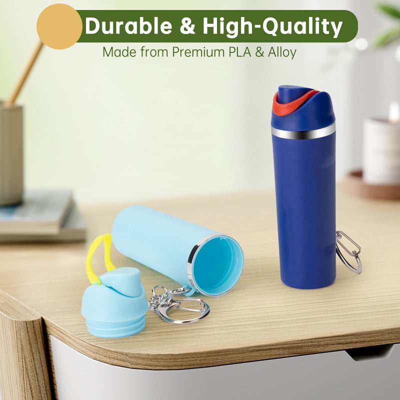 Wnzary Cute Mini Cup Keychain Compatible with Owala Water Bottle, Tumbler Cup Lip Balm Holder Keychain, Mini Tumbler Key Chain (2, Navy and Blue) - Image 2