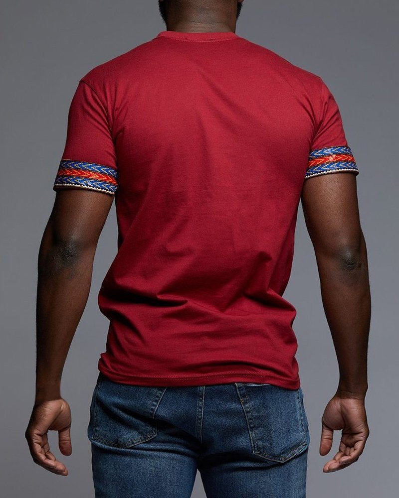 Makkrom Mens African Dashiki T Shirt Tribal Floral Print V Neck Slim Fit Shirts Tops - Image 5