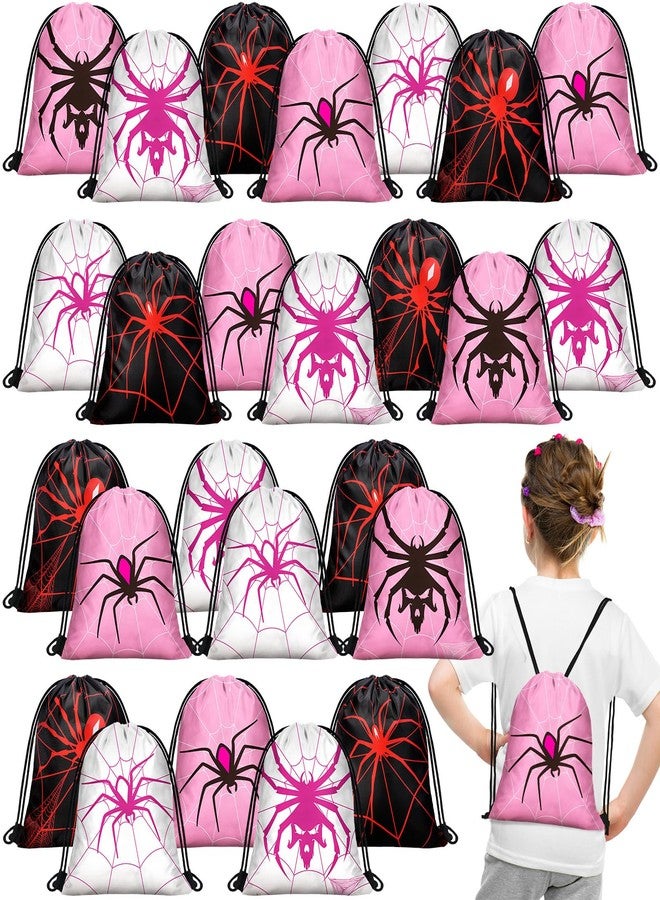 Lothee 30 Pcs Spider Drawstring Goodie Gift Bags Spider Party Favors Hero Birthday Party Decoration Supplies Spiderweb Candy Treat Bags - Image 1
