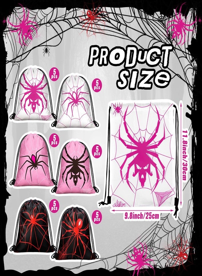 Lothee 30 Pcs Spider Drawstring Goodie Gift Bags Spider Party Favors Hero Birthday Party Decoration Supplies Spiderweb Candy Treat Bags - Image 3