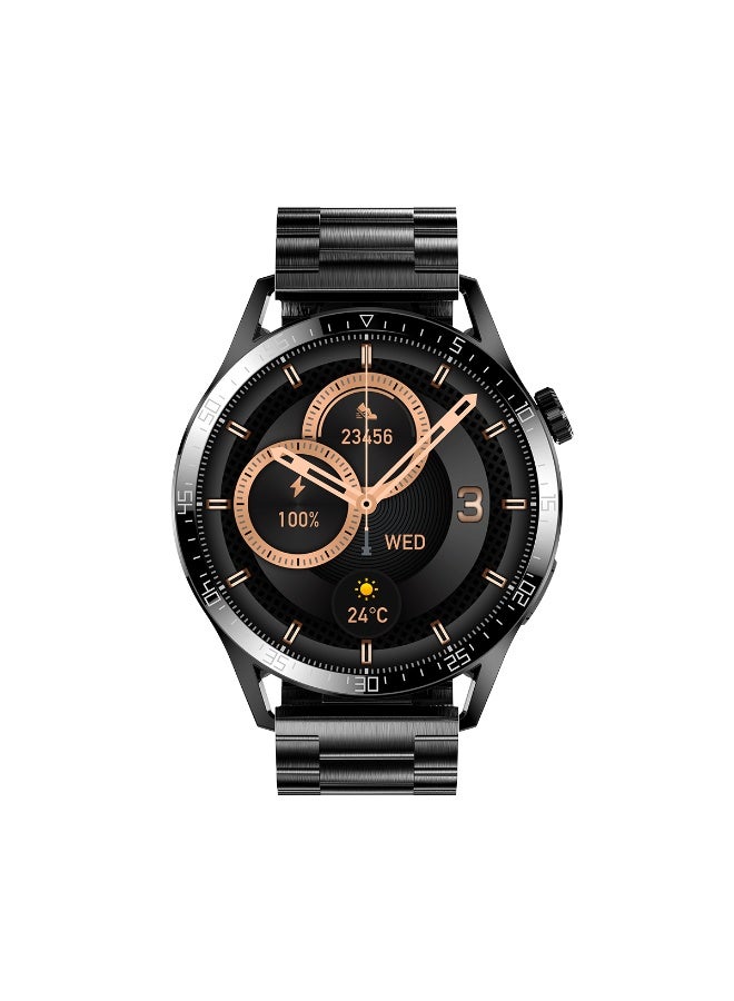 ساعة ذكية للرجال SK7، ساعة ذكية للأعمال، ساعة لياقة بدنية مقاومة للماء حتى عمق 30 مترًا، مكالمات بلوتوث، متوافقة مع أنظمة Android وiOS، ساعة ذكية للرجال، طلاء مفرغ من سبائك الزنك، مراقبة معدل ضربات القلب، لون أسود - Image 3