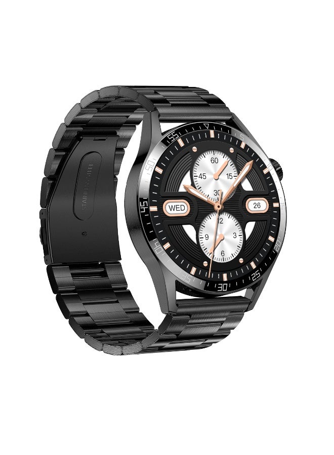 ساعة ذكية للرجال SK7، ساعة ذكية للأعمال، ساعة لياقة بدنية مقاومة للماء حتى عمق 30 مترًا، مكالمات بلوتوث، متوافقة مع أنظمة Android وiOS، ساعة ذكية للرجال، طلاء مفرغ من سبائك الزنك، مراقبة معدل ضربات القلب، لون أسود - Image 2