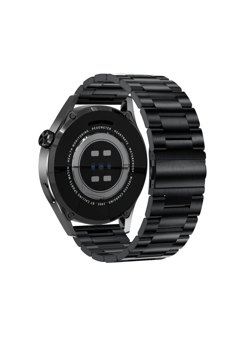 ساعة ذكية للرجال SK7، ساعة ذكية للأعمال، ساعة لياقة بدنية مقاومة للماء حتى عمق 30 مترًا، مكالمات بلوتوث، متوافقة مع أنظمة Android وiOS، ساعة ذكية للرجال، طلاء مفرغ من سبائك الزنك، مراقبة معدل ضربات القلب، لون أسود - Image 4