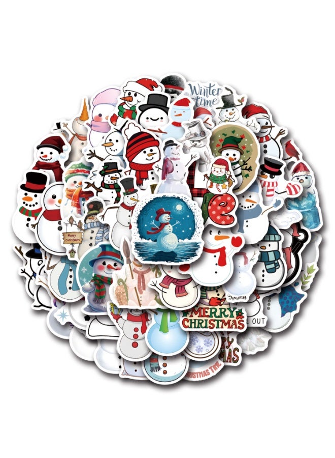 NIBEMINENT 55 Pcs Snowman Deco Kit Waterproof Stickers, High Definition Printing Bright Colors, Suitable for Laptop Skateboard Luggage Water Bottle Guitar DIY - Image 1