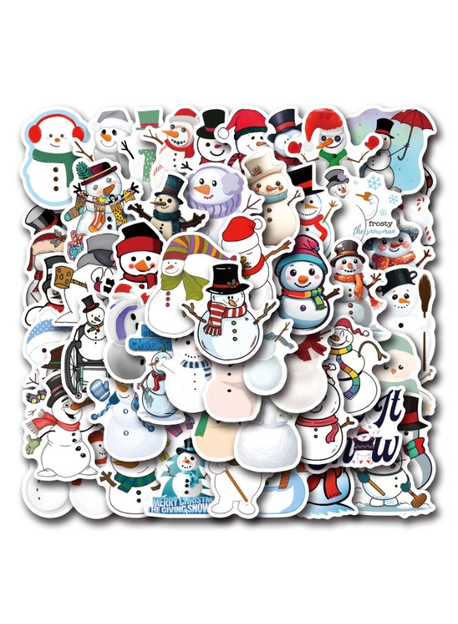 NIBEMINENT 55 Pcs Snowman Deco Kit Waterproof Stickers, High Definition Printing Bright Colors, Suitable for Laptop Skateboard Luggage Water Bottle Guitar DIY - Image 2