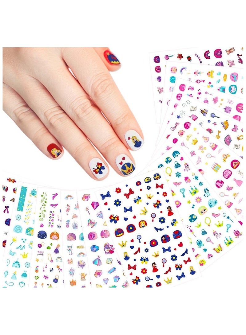 ORAINBOW Small Kids Nail Stickers Princess Nails Decals for Little Girls 12 Sheets 600+ Cute Toddler Tiny Fingernail Wraps Birthday Party Favors Ramadan Basket Filler Holiday Gift - Image 1