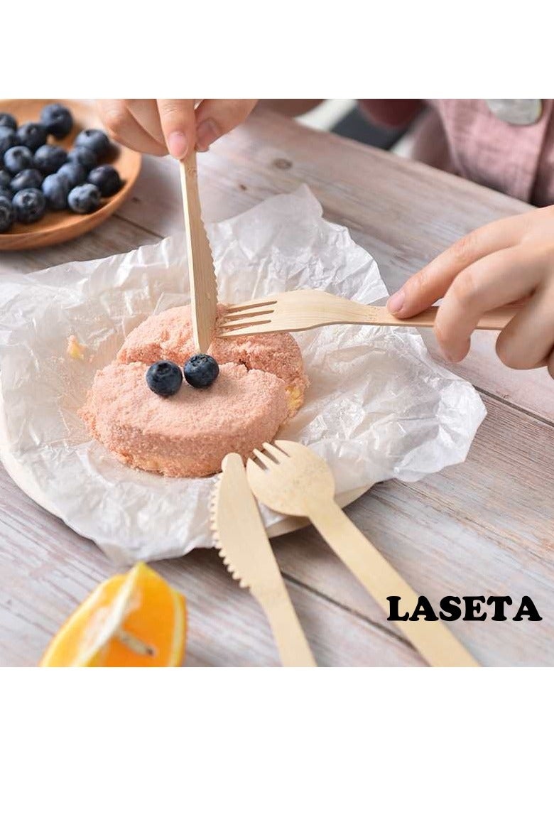 Laseta ملعقة خشبية قابلة للاستخدام مرة واحدة 4.1 بوصة عبوة 100 للحفلات والنزهات وخدمات الطعام والاستخدام اليومي - Image 5